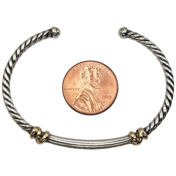 David Yurman Petite Helena Cable Station Bracelet 925 Silver/18k with Diamonds - Picture 5 of 9